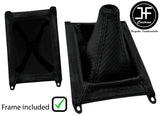 BLACK STITCH CARBON VINYL GEAR GAITER+PLASTIC FRAME+TOP RING FOR HONDA CRX 88-91