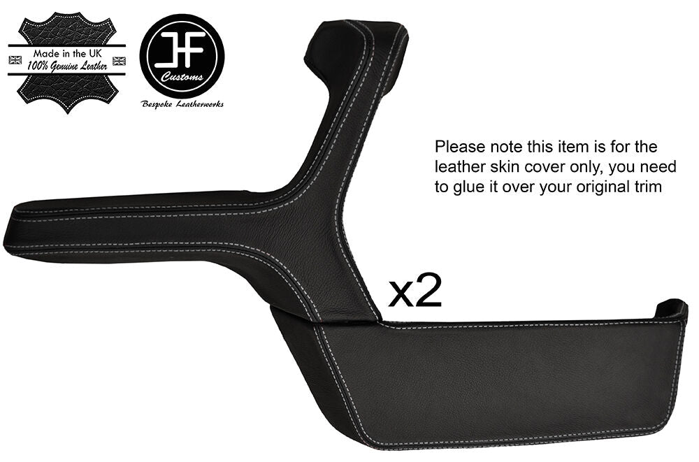 GREY STITCH 2X DOOR HANDLE ARMREST & POCKET LEATHER COVERS FOR BMW E30 SALOON