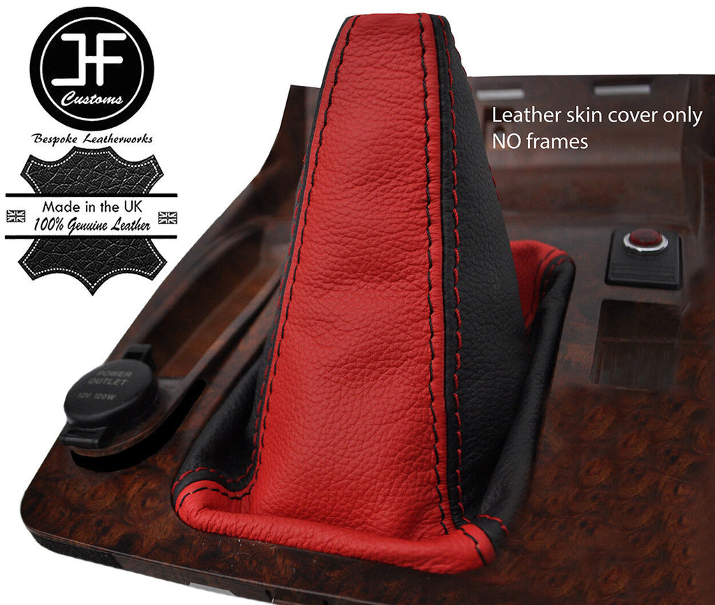 BLACK & RED TOP GRAIN LEATHER MANUAL GEAR GAITER FOR HYUNDAI TERRACAN 01-09