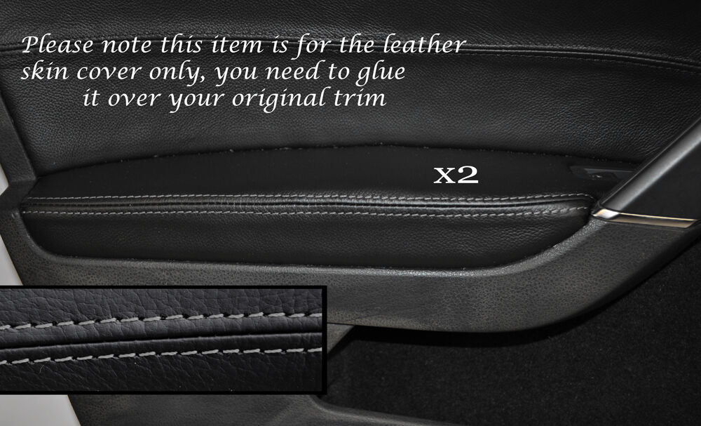 GREY STITCH 2X FRONT DOOR ARMREST SKIN COVERS FITS VW GOLF MK7 VII JETTA 13+