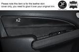 GREY STITCH 2X FRONT DOOR CARD TRIM LEATHER SKIN COVER FITS MAZDA 2 2008-2015
