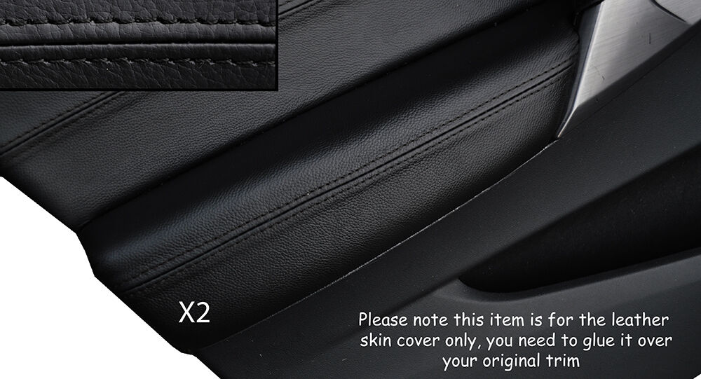 BLACK STITCH 2X FRONT DOOR ARMREST LEATHER SKIN COVERS FITS CITROEN DS5 11-15