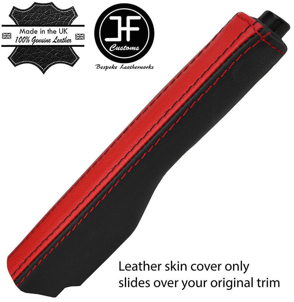BLACK RED STRIPE REAL LEATHER  HANDBRAKE GAITER FITS VW EOS 2006-2015 CUSTOM NEW
