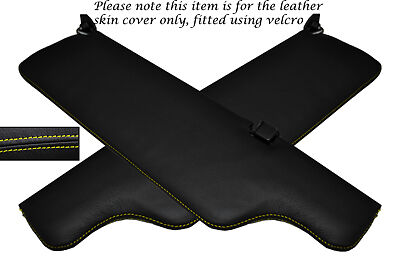 YELLOW STITCHING FITS JAGUAR XJ6 SERIES 2 2X SUN VISORS LEATHER COVERS ONLY
