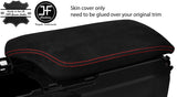 RED STITCH REAL SUEDE ARMREST LID COVER FOR LEXUS RC 200 300 350 2014-2018