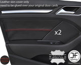 RED STITCH 2X FRONT DOOR CARD TRIM LEATHER COVER FOR AUDI A3 8V 13-18 5 DOOR