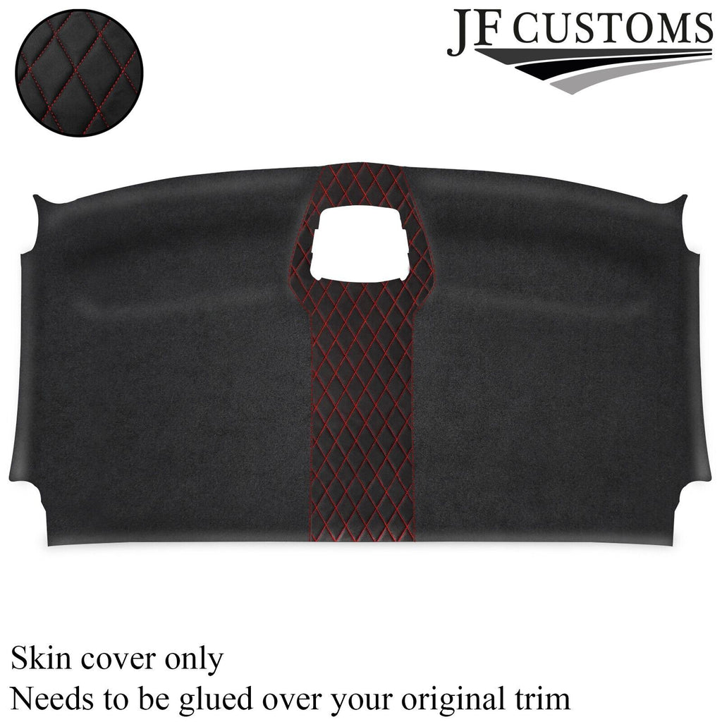 RED STITCH DIAMOND D GREY SUEDE FRONT HEADLINER COVER FOR VW CRAFTER 06-17