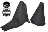 PURPLE STITCH FOR BMW MINI R50 R53 GEAR HANDBRAKE AUTOMATIC DARK GREY LEATHER