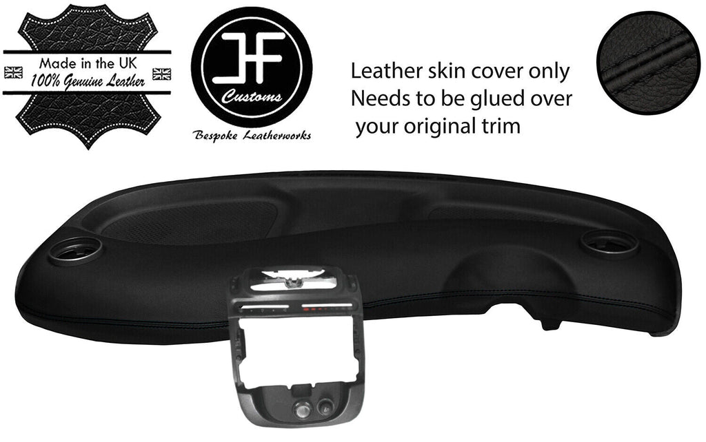 BLACK STITCH DASH DASHBOARD TOP GRAIN LEATHER COVER FITS SMART FORTWO 450 98-07