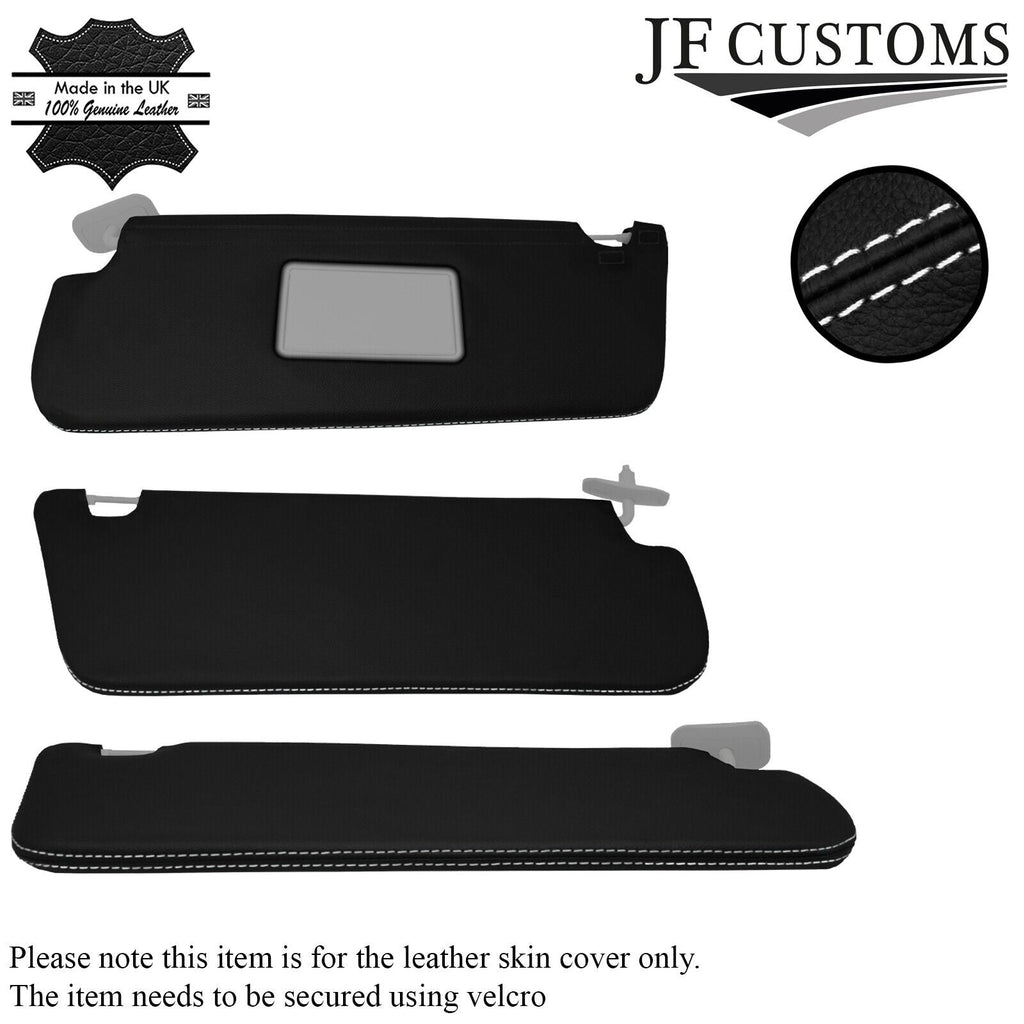 WHITE STITCHING 2X SUN VISORS LEATHER COVERS FITS FORD TRANSIT CUSTOM MK8 13-17