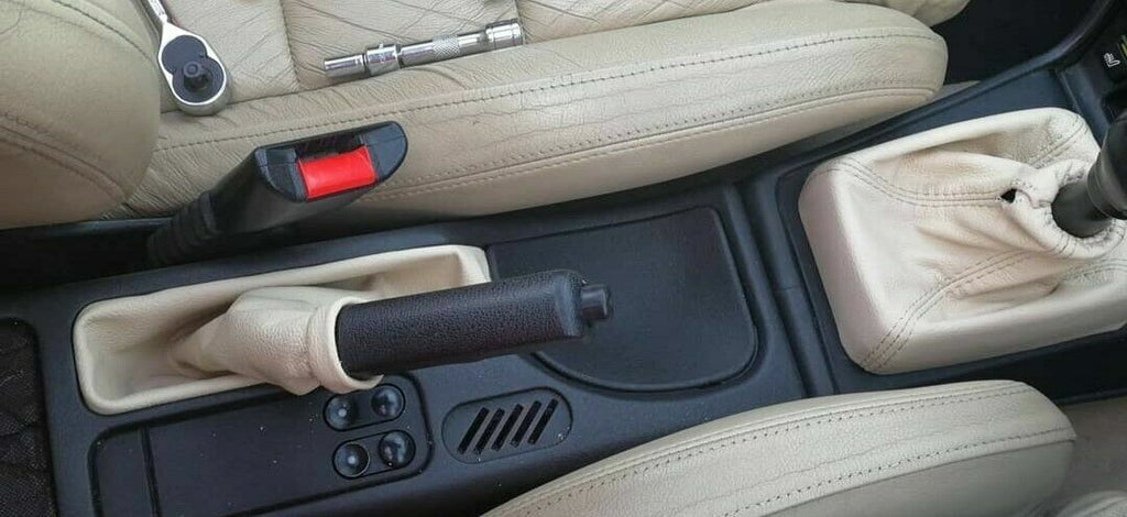 CREAM LEATHER GEAR & HANDBRAKE GAITOR FITS VAUXHALL OPEL CALIBRA 1990-1997