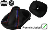 BLACK LEATHER TRI STITCH MANUAL GEAR +PLASTIC FRAME FOR BMW Z4 E85 E86 02-08