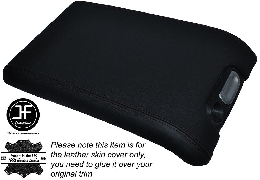 BLACK STITCHING LEATHER ARMREST LID SKIN COVER FITS FORD F150 F-150 FX4 09-14