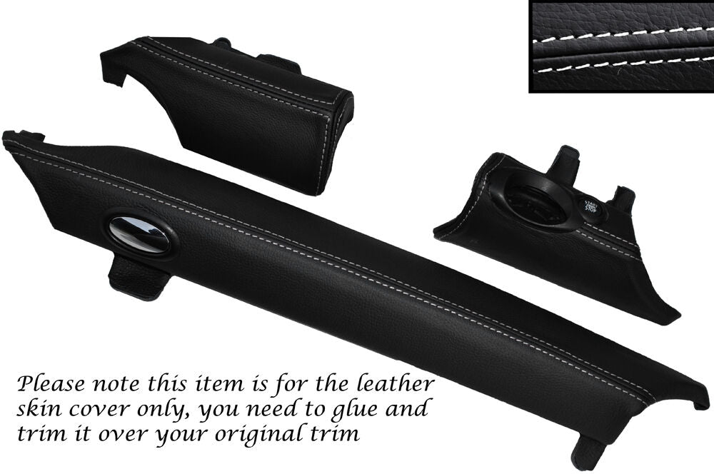 WHITE STITCH 3 PIECE LOWER DASH TRIM SKIN COVERS FITS BMW MINI COOPER R56 07-13