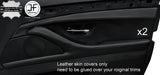 BLACK STITCH 2X FRONT DOOR CARD TRIM REAL LEATHER COVERS FOR BMW F10 F11 10-16