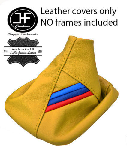 YELLOW LEATHER TRI STRIPE FITS BMW E36 E46 91-05 3 SERIES GEAR GAITER SHIFT BOOT