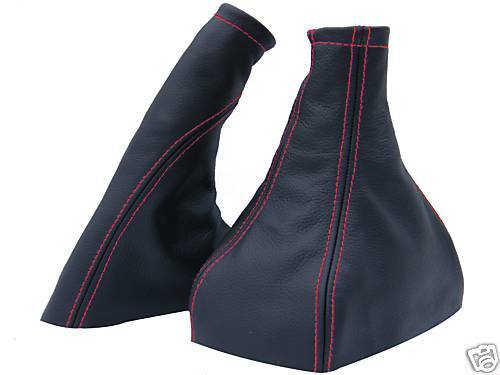 FITS CORSA B RED STITCH LEATHER GEAR & HANDBRAKE GAITER CUSTOM NEW MADE IN UK