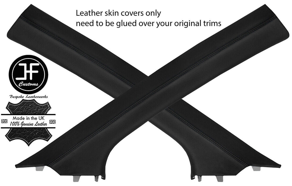 BLACK STITCH 2X A POST PILLAR REAL LEATHER COVERS FITS HONDA CRV 2006-2012