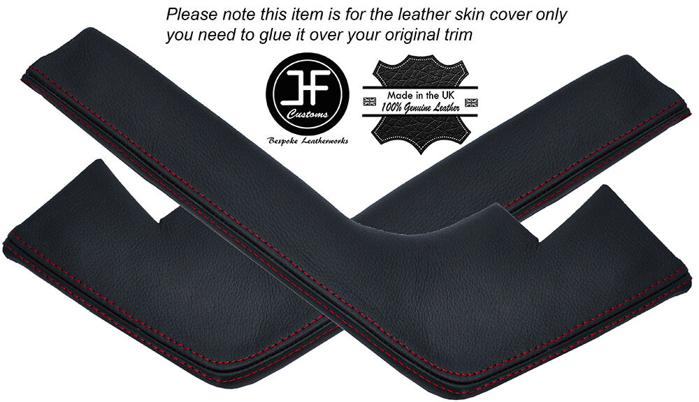 RED STITCHING 2X SCREEN PILLAR LEATHER COVERS FITS JAGUAR E TYPE SERIES 1