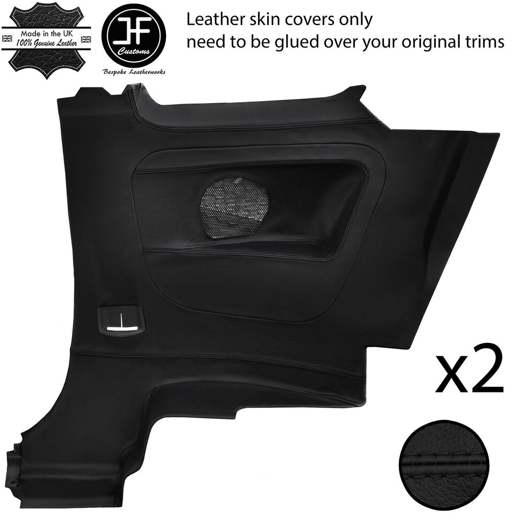 BLACK STITCH 2X REAR FULL DOOR CARD TRIM LEATHER COVERS FITS FIAT 500 07-15