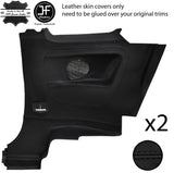 BLACK STITCH 2X REAR FULL DOOR CARD TRIM LEATHER COVERS FITS FIAT 500 07-15