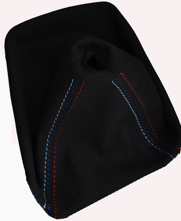 FITS BMW E36 E46 BLACK PU SUEDE GEAR GAITER COVER ONLY TRI STITCHING CUSTOM NEW