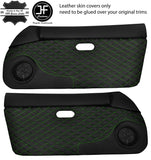 GREEN DIAMOND STITCH 2X DOOR CARD LEATHER COVERS FOR MAZDA MX5 MK1 MIATA 89-97