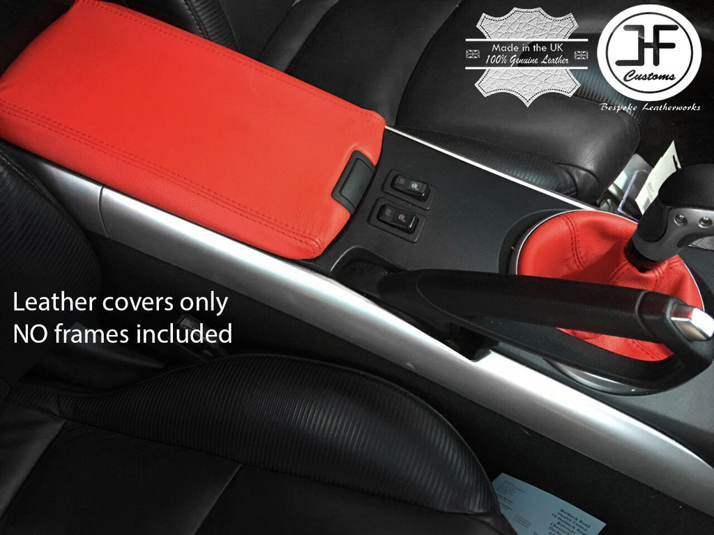 RED REAL LEATHER GEAR GAITER & ARMREST COVER FITS MAZDA RX8 2003-2012 CUSTOM NEW