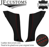 RED STITCHING 2X LOWER B PILLAR LEATHER COVERS FOR TOYOTA MR2 MK1 AW11 84-90