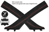 RED  STITCH 2X A POST PILLAR SUEDE COVERS FITS BMW 3 SERIES E92 COUPE 06-13
