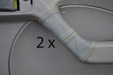 yellow stitch FITS FIAT PANDA 2003+ 2X GREY LEATHER DOOR HANDLE COVERS