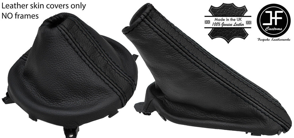 BLACK & BLACK STRIPE REAL LEATHER GEAR HANDBRAKE GAITER FOR MAZDA MX5 MK4 15-18