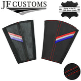 RED STITCH TRI STRIPES 2X SEAT BELT LONG COVERS FITS FORD MUSTANG 10-14