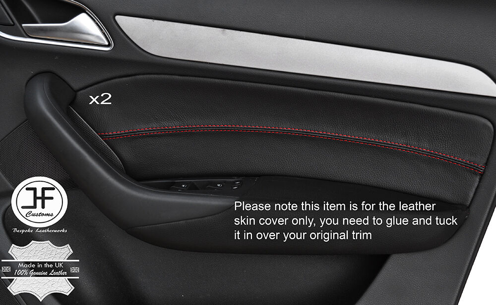 RED STITCHING 2X FRONT DOOR CARD TRIM LEATHER COVERS FITS AUDI Q3 2012-2016
