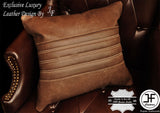 1X EXCLUSIVE LUXURY GENUINE LEATHER CUSHION DISTRESSED BROWN PADDED LINE 18"x18"
