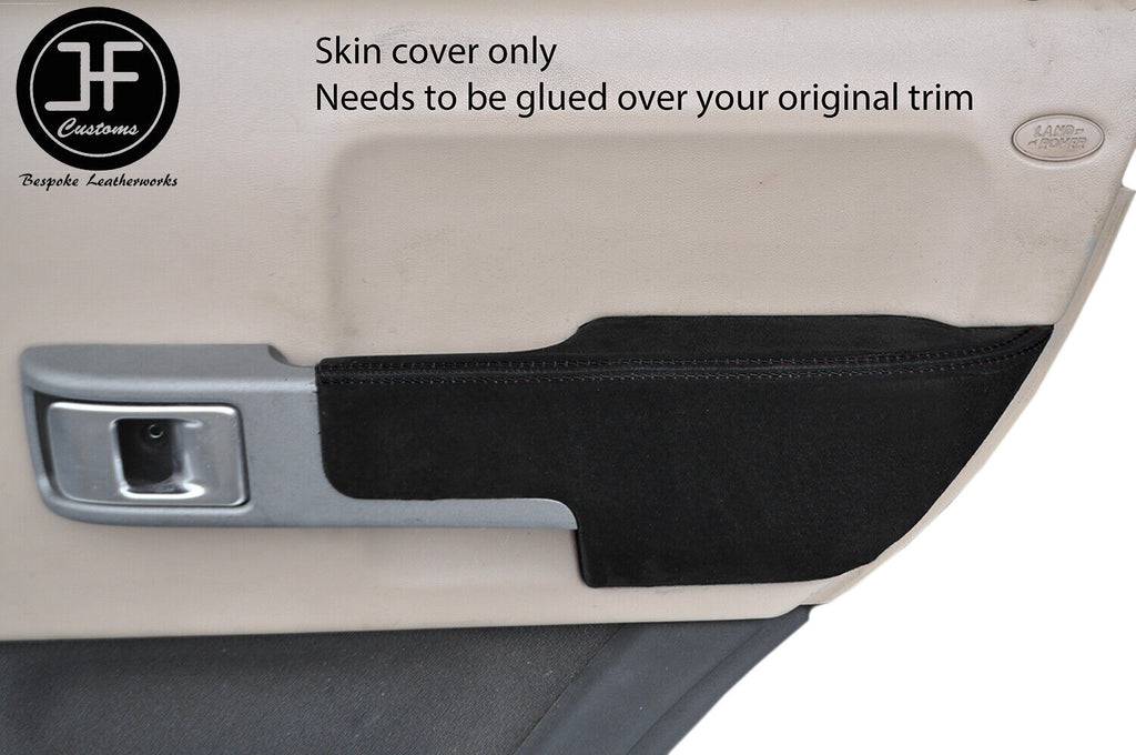 BLACK STITCH 2X REAR DOOR ARMREST SUEDE COVERS FITS RANGE ROVER VOGUE 02-06
