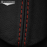 RED STITCH LEATHER 3-SPOKE STEERING TRIM COVERS+FRAMES FOR MINI R50 R52 R53