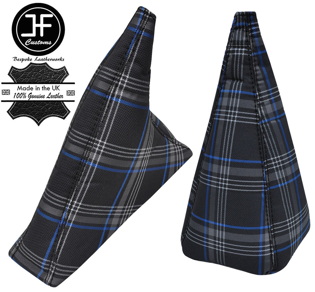BLACK STITCH TARTAN FABRIC GEAR & HANDBRAKE GAITER FOR VW T4 TRANSPORTER 1T