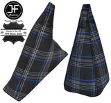 BLACK STITCH TARTAN FABRIC GEAR & HANDBRAKE GAITER FOR VW T4 TRANSPORTER 1T