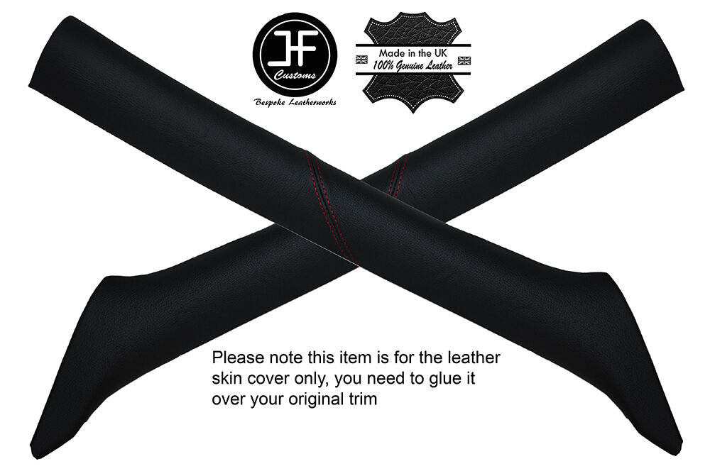 RED STITCHING 2X A POST PILLAR LEATHER COVERS FITS VW BORA 1998-2005 CUSTOM NEW