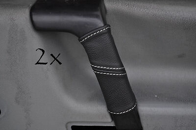 white stitch FITS VW T4 TRANSPORTER CARAVELLE  2X DOOR HANDLE LEATHER COVERS