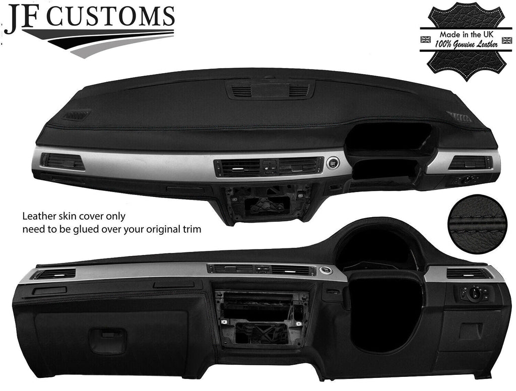 BLACK STITCH DASH DASHBOARD REAL LEATHER COVER FOR BMW 3 SERIES E90 E91 E92 E93