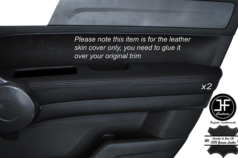 BLACK STITCHING 2X FRONT DOOR ARMREST SKIN COVERS FITS HONDA CRV 06-12