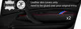 RED STITCH TRI STRIPE 2X FRONT DOOR ARMREST LEATHER COVERS FOR BMW 1 E87 04-12