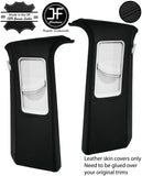 BLACK STITCH 2X UPPER B PILLAR LEATHER COVERS FITS VW T5 CALIFORNIA BEECH 03-15