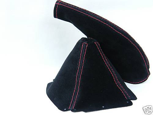 FITS MAZDA MX5 MX-5 SET OF GAITERS PU SUEDE WITH RED STITCH CUSTOM NEW