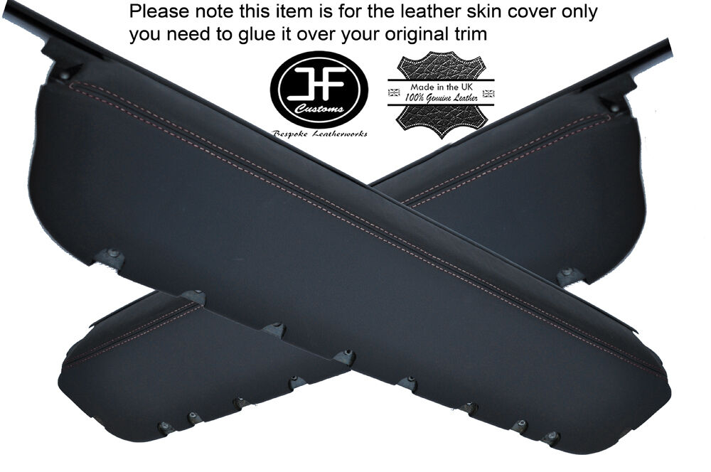 WHITE STITCH 2X FRONT UPPER DOOR PANEL TRIM LEATHER COVERS FITS HUMMER H2 03-07