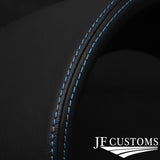 LIGHT BLUE STITCH SPEEDO HOOD LEATHER COVER FOR FIAT 500 2015-2020 CUSTOM NEW
