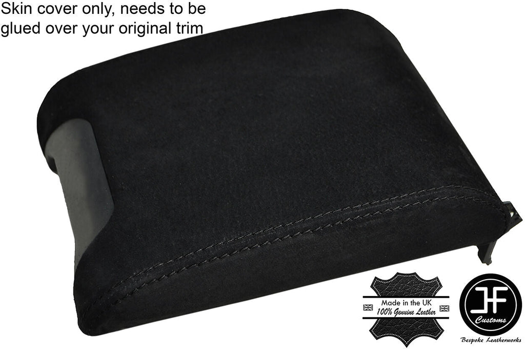 BLACK STITCHING SLIDING ARMREST REAL SUEDE  COVER FITS BMW E39 1996-2003