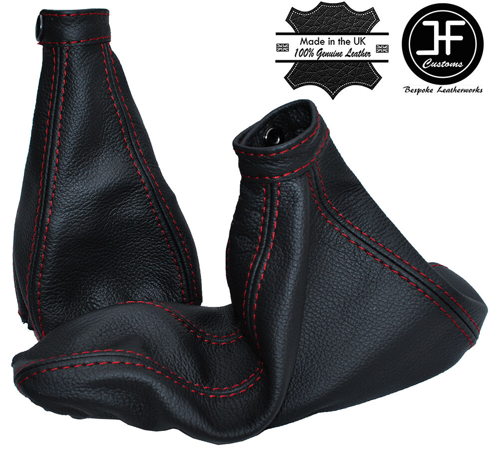 RED STITCH LEATHER AUTO AUTOMATIC GEAR HANDBRAKE GAITER FITS ALFA ROMEO 156